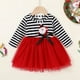 thumbnail image 3 of Mamami 2 Piezas De Vestido De Navidad Para Niña Pequeña De Algodón De Manga Larga Con Estampado De Papá Noel Vestido De Tutú De Princesa Navideña+Diadema 6M-6T (4-5T Rojo), 3 of 5