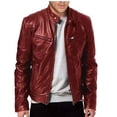 thumbnail image 1 of Chaqueta de piel sintética con cuello alto para hombre en estilo de traje de negocios y ajuste ceñido., 1 of 2