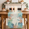 thumbnail image 4 of Beige Coastal Cotton Linen Table Runner for Dining Kitchen, Summer Nautical Beach Coral Starfish Wedding Outdoor Party Tablerunners Decoration, Dresser Scarf Coffee Tablecloth Runners 13x48 Inches, 4 of 9