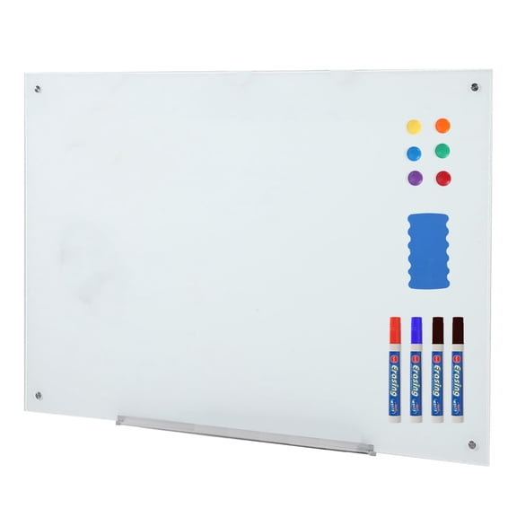 18x24 Inch Glass Dry Erase Board - Frameless Magnetic Glass Whiteboard Wall Mounted,Large Tempered Glass Writing Surface for Office, Home School & Conference Room