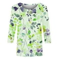 thumbnail image 5 of CYMMPU T-Shirts 3/4 Sleeve Blouses for Women Dressy Casual Round Neck Floral Printed Spring Tops Loose Fit Fall Fashion Shirts Lightweight Basic T-Shirts XXXL, 5 of 5
