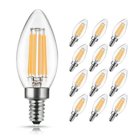 

YANSUN E12 Base C35/B11 Candelabra LED Bulbs 4.5W=40W Warm White 2700K 450LM Dimmable Decorative LED Filament Bulbs for Cafe Dining Room UL Listed 12 Pack