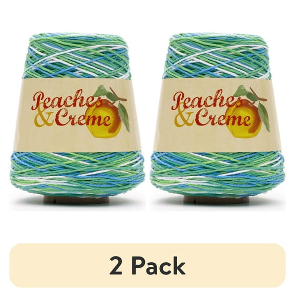 (2 pack) Peaches & Creme Cone 4 Medium Cotton Yarn, Emerald Energy Ombre 14oz/400g, 674 Yards