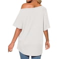thumbnail image 4 of Short Sleeve Off Shoulder Solid Color Women Casual T Shirt, 4 of 7