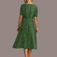 thumbnail image 4 of FRSASU Summer Dresses for Women Short Sleeve Polka Dot Midi Dress V-Neck A Line Sundress Beach Vacation Flowy Dresses Green, 4 of 7