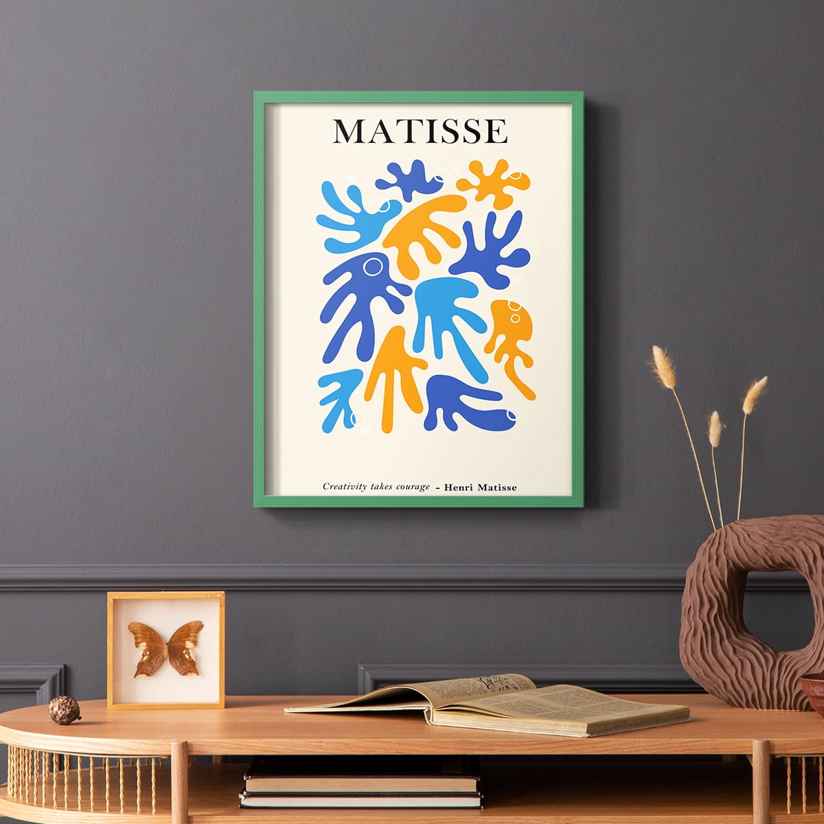 Matisse CDLXXIX in Green Solid Wood Framed Print No Nail Hanging