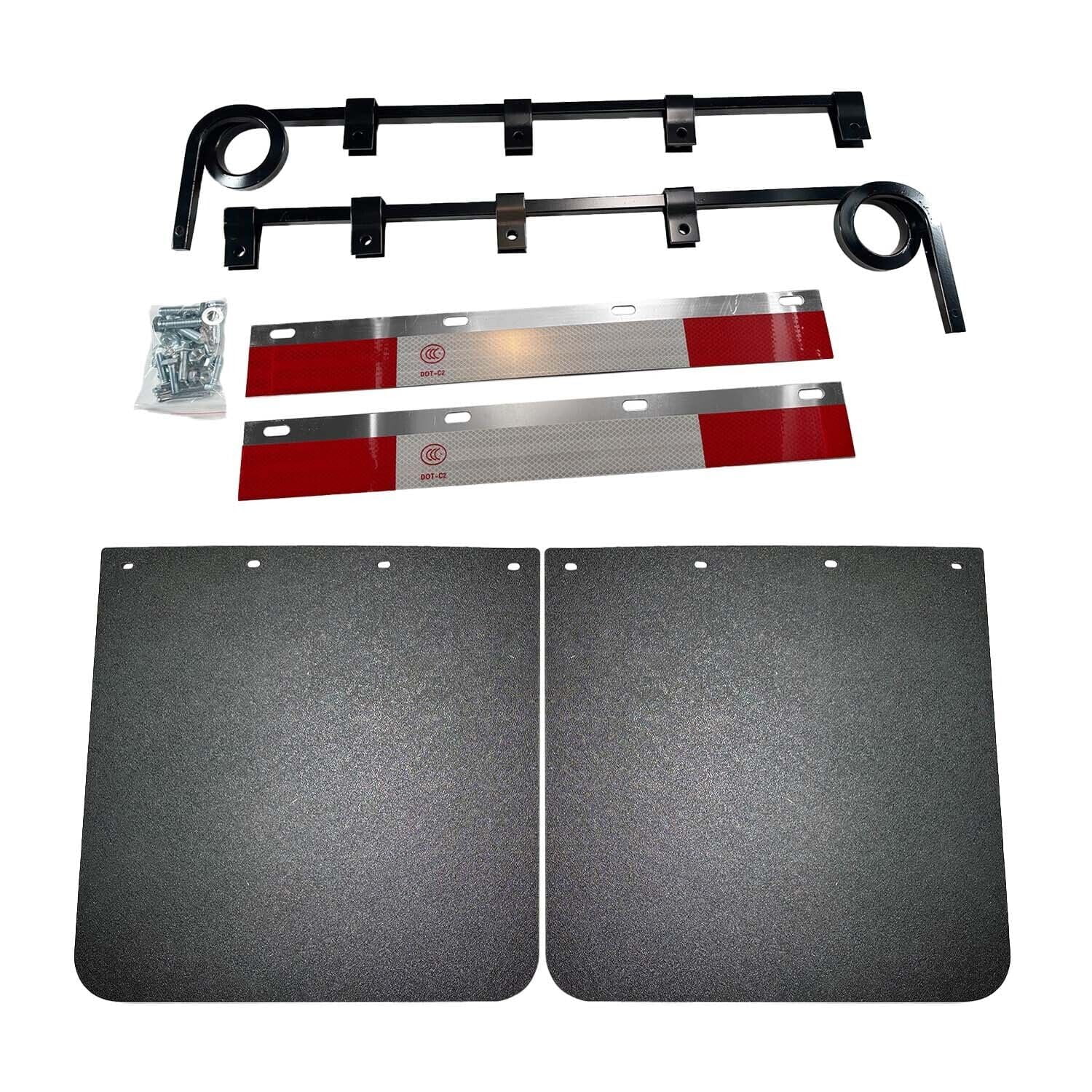 BST BSSP Semi Truck Trailer Straight Bar Type Truck Mud Flap Hangers Kit & Pair 24"x 30" Polymer Mud Flaps for Left&Right Side, Universal Fit Semi Trucks, Trailers, RVs and so on