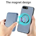 thumbnail image 7 of Feishell for iPhone 8 Plus/iPhone 7 Plus Carbon Fibre Texture PU Leather Phone Case with Removable Card Pocket,Compatible with MagSafe,Shockproof Luxury Magnetic Anti-Scratch Slim Phone Case,Blue, 7 of 7