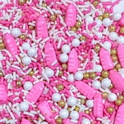 Sprinkle Deco Baby Pink Bottle Edible Decoration Confetti Sprinkles Cake Cookie Cupcake IceCream Donut Quins 4oz