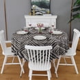 thumbnail image 2 of Black and White Geometric Pattern Round Tablecloth 60"x60",Wrinkle Wipeable Table Cloth for Kitchen Dining Room Picnic Patio Party, 2 of 6