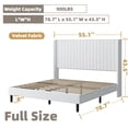 thumbnail image 3 of Frostbloom Full Size Velvet Platform Bed Frame with Vertical Channel Tufted Wingback Headboard, White, 3 of 7
