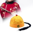 thumbnail image 2 of Sombrero de príncipe heredero, sombrero de emperador Qing, sombrero Oriental chino de satén, sombrero de propietario para fotografía, Fiesta Temática, Amarillo 54cm, 2 of 8