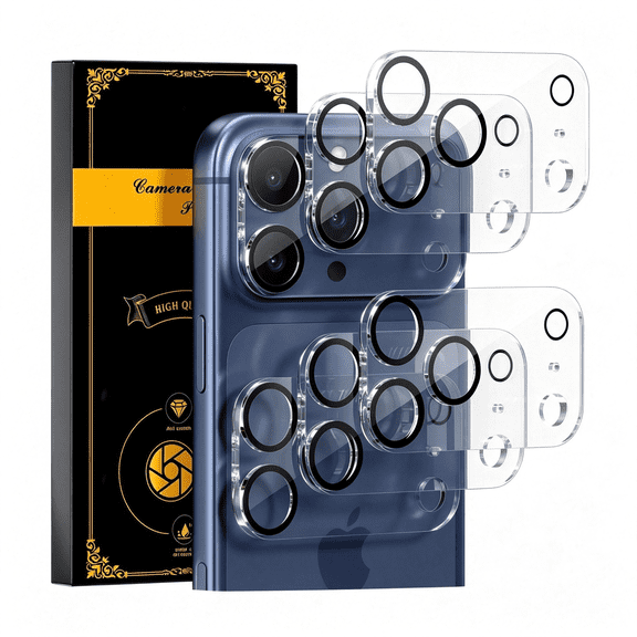 KUMEE for 6 Pack Iphone 17 Pro Max Camera Lens Protector Clear | [Drop Protection] [Case Friendly] [Easy Installation] 9H Tempered Glass Camera Screen Protector Cover Accessories