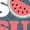 HEATHER BLUE, variant on Instant Message - Summer Watermelon Graphic Racerback Tank