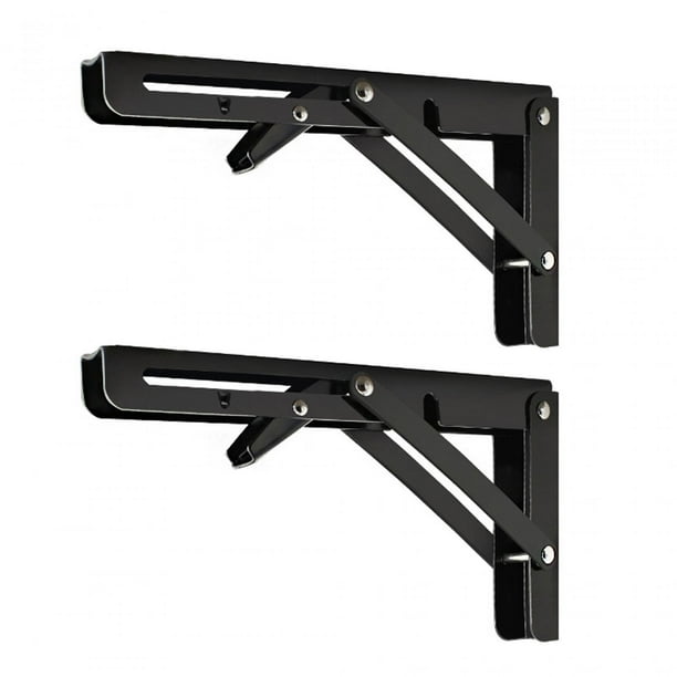2 soportes de estante plegables resistentes para balcón, oficina y cocina. Negro 20 pulgadas