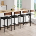 thumbnail image 1 of Set of 4 brown kitchen bar stools con footrest - pu forrado counter height, backrest, fácil montaje para kitchen island, apartment o counter bar, 1 of 6