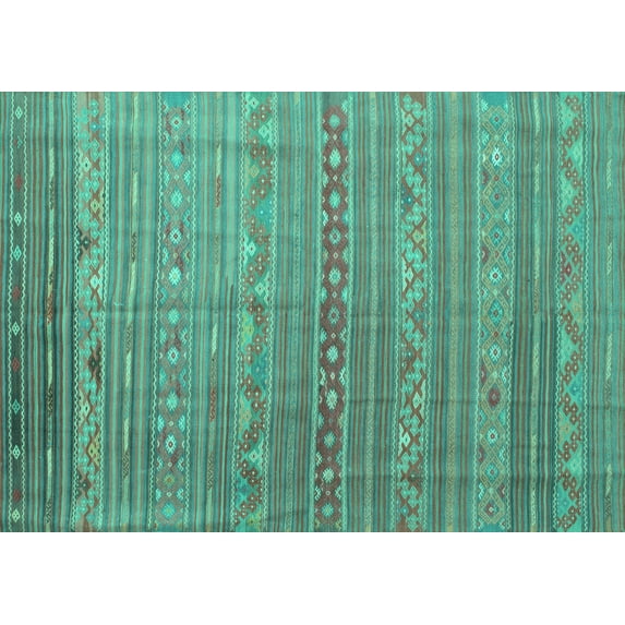 Ahgly Company Indoor Rectangle Persian Turquoise Blue Traditional Area Rugs, 3' x 5'