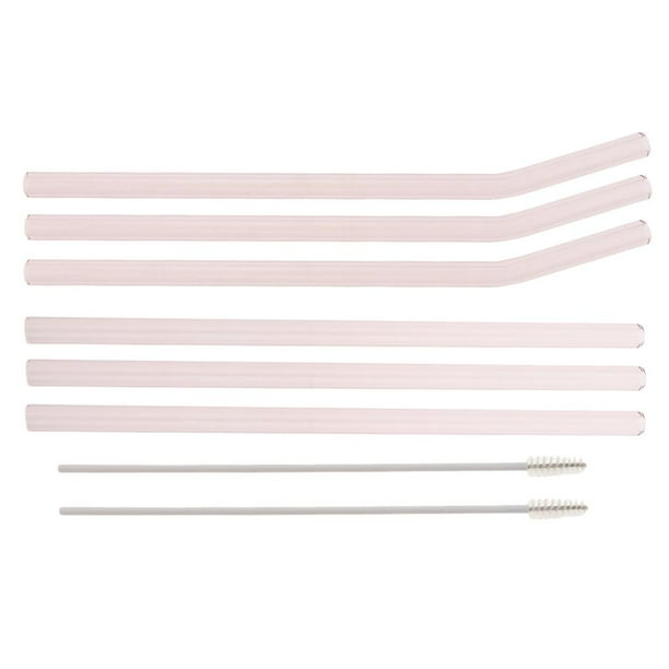 Set de Pajas Incluye 3pcs Pajas Rectas & 3 Paja Doblada & 2pcs Cepillos de Limpieza & 1 piece Paño de Limpieza Rosado perfecl Pajita