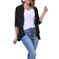 thumbnail image 1 of Cárdigan Casual Abierto de Ropa de Mujer con Volantes de Manga 3/4 de Ojales Chic para el Día de San Valentín S Negro, 1 of 6