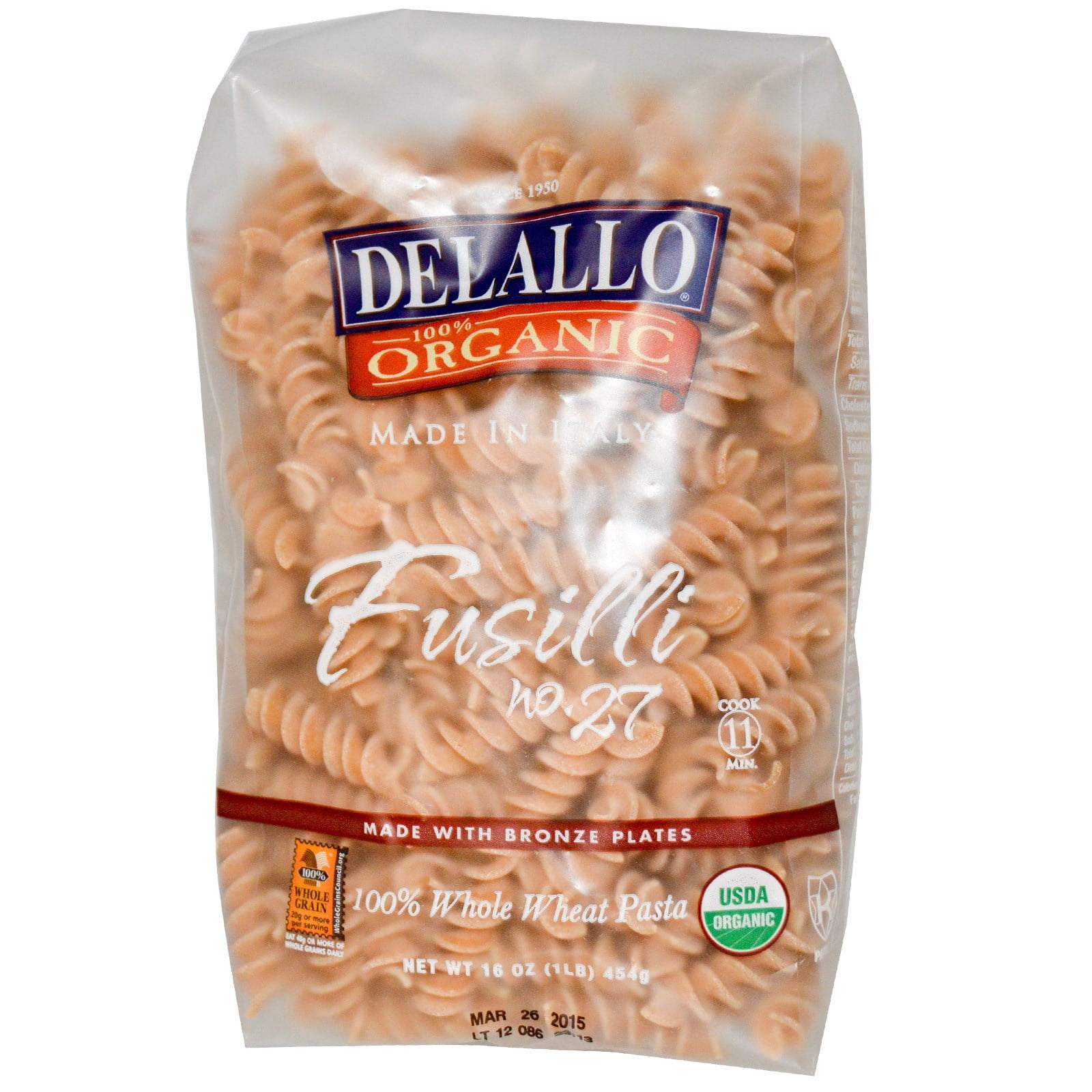 2 of DeLallo, Fusilli No. 27, 100 Organic Whole Wheat Pasta, 16 oz
