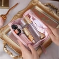 thumbnail image 3 of Gold Stars Velvet Makeup Bag Soft Pink Zipper Cosmetic Bag, 3 of 5