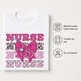 thumbnail image 6 of Nurse Graphic T-Shirt with Pink Bow and Stethoscope, Unisex Classic Fit, 6 of 9
