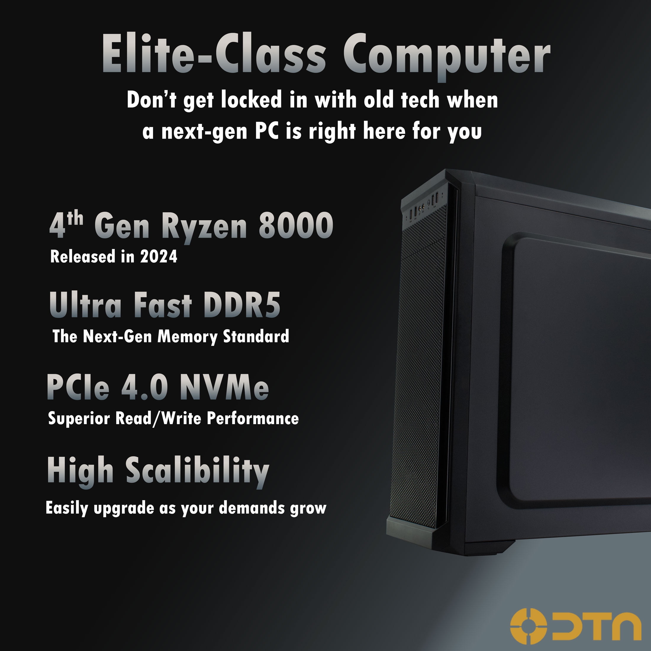DTA Computers Ryzen 7 32GB DDR5 Ram 1TB NVMe SSD Fusion XT Prebuilt Desktop Gaming PC Windows 11 Pro
