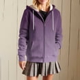 thumbnail image 2 of Uaswgudfs Women's Ombre Zip-Up Hoodie, Long Sleeve Drawstring Casual Jacket with Pockets - Trendy Outerwear Purple 2XL, 2 of 7