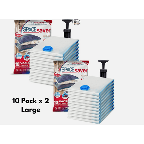 Spacesaver Vacuum Storage Bags for Clothes Storage, 10 Pack x 2 - Large