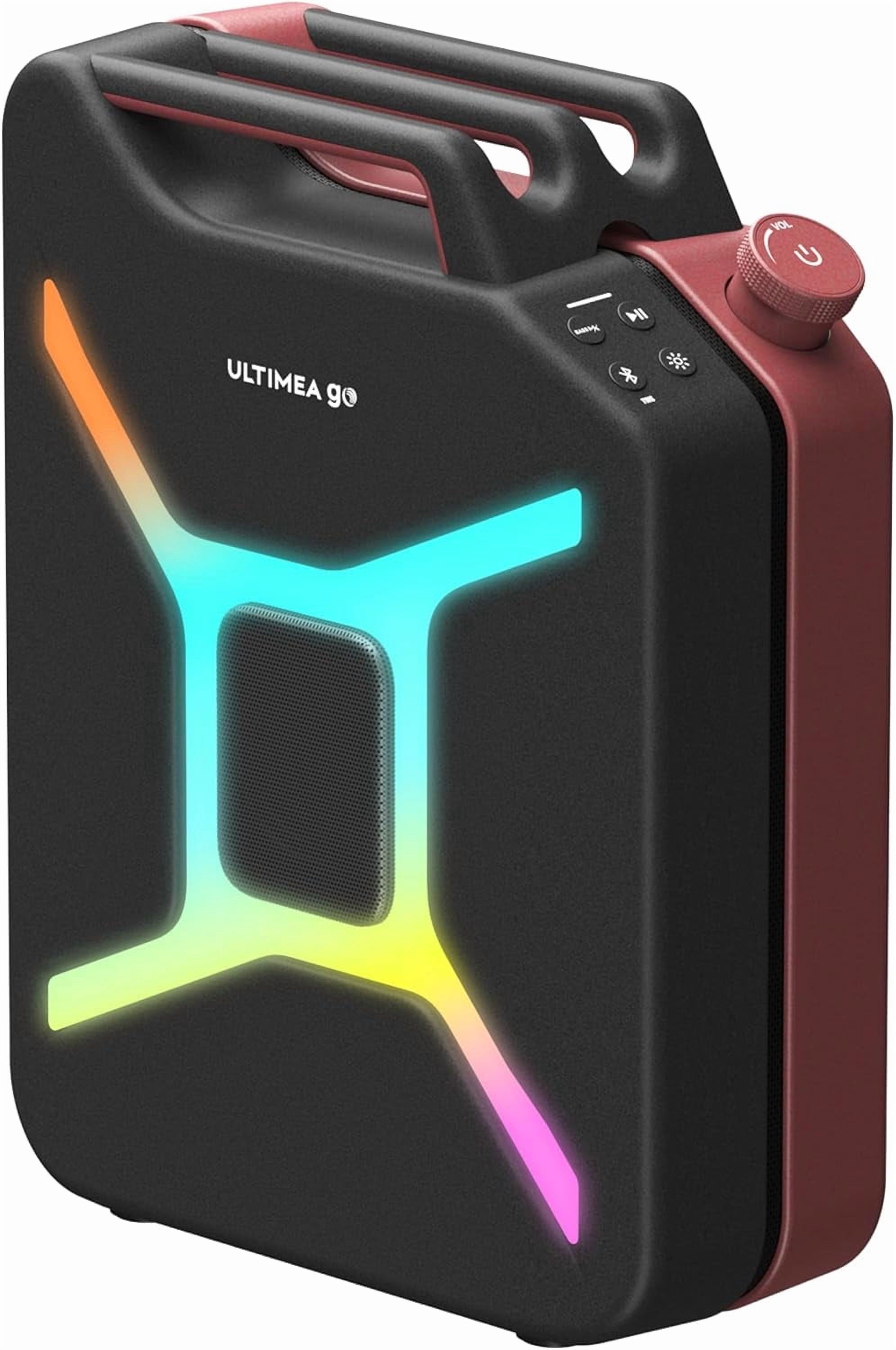 ULTIMEA Go Portable Party Speaker, 300W Wireless PartyBox with Bass Boost, RGB Light, TWS Stereo, Auracast Mode, Mic/Guitar Input, APP Control, Large Bluetooth Speaker for Party Outdoor (Black+Red)