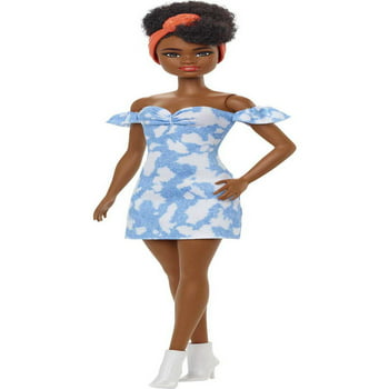 Barbie Fashionistas Doll #185 in Bleached Denim Dress with Black