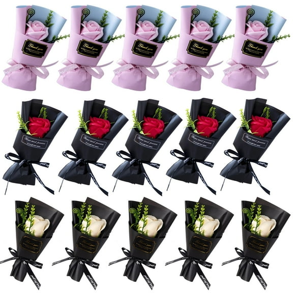 30 PCS Mini Preserved Flowers Bouquet, Bulk Soap Roses, 3 Elegant Colors Pink Red Champagne, Romantic Wedding Party Favors for Guests, Shower Birthday Small Presents