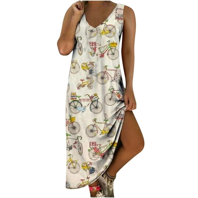 DPTALR Robe Longue Maxi Sans Manches à Col en V avec Poches pour Femmes Grande Taille