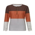 thumbnail image 2 of Womens Henley T Shirts Casual Lace Long Sleeve Patchwork Button Down Ribbed Slim Fit Tops Blue L, 2 of 9