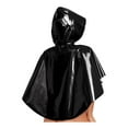 thumbnail image 2 of Eandarui Womens Shiny Wet Look Hooded Cloak With Front Button Closure For Rave And Party Wear Black One Size, 2 of 4