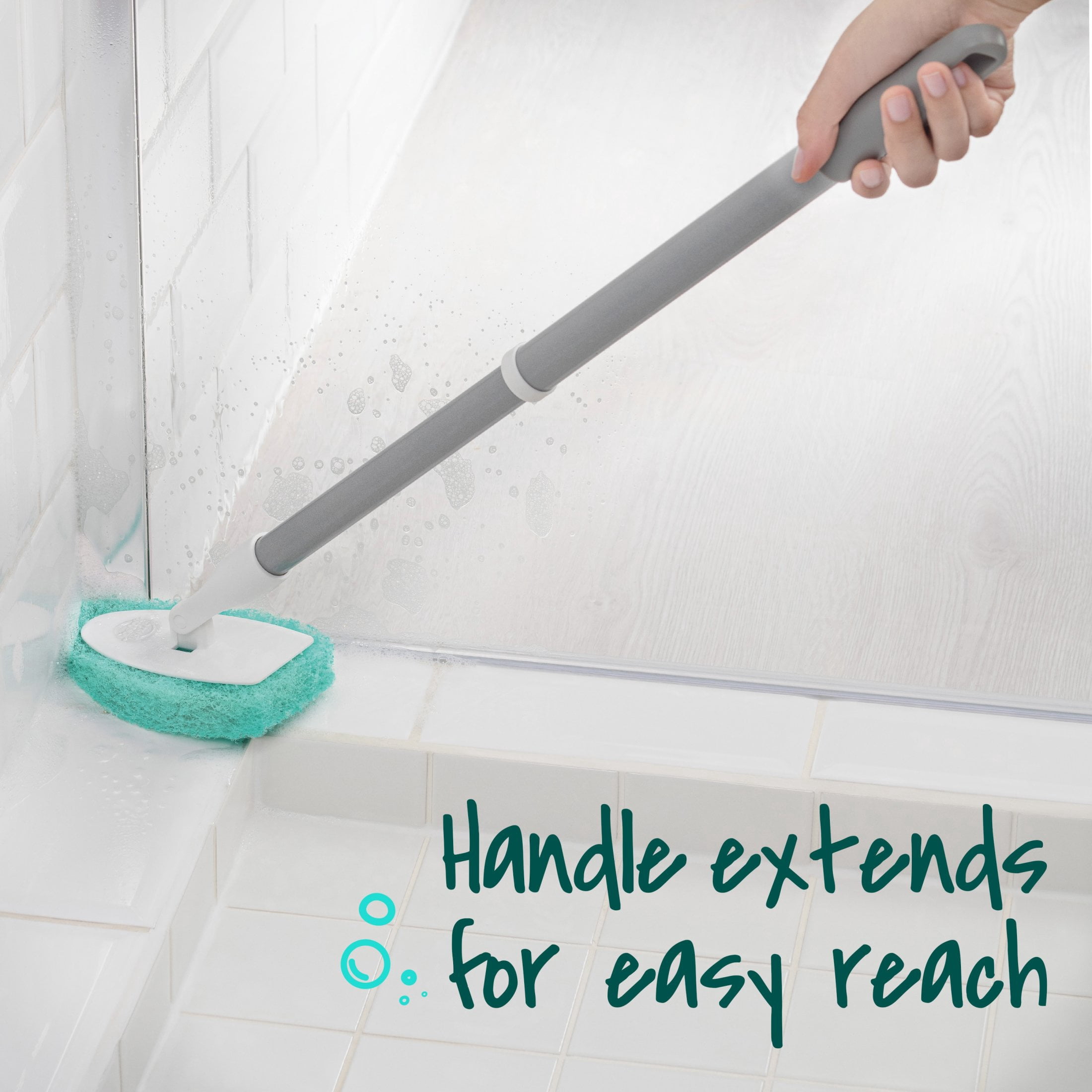 (3 pack) Scotch-Brite Extendable Tub & Tile Scrubber Kit, 1 Handle and 3 Non-Scratch Scrubber Pads