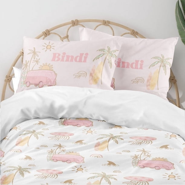 Juego de cama infantil personalizado Boho Surfer Girl (edredón o funda nórdica)