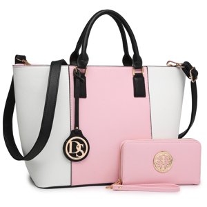 Dasein Women's Two-Tone Vegan Leather Tote with Wallet
