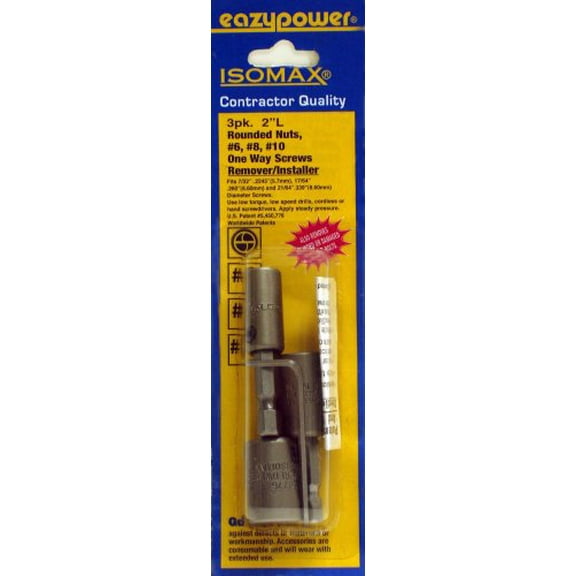 Eazypower 88241 One Way/Rounded Screw Removers, #6, #8, #10, (1 set per Pack)