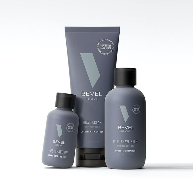 Bevel Trousse de Rasage pour Hommes - Comprend de l'Huile Pré-Rasage, de la Crème à Raser et un Baume après-Rasage, Aide à Réduire l'Irritation de la Peau et à Prévenir les Bosses du Rasoir