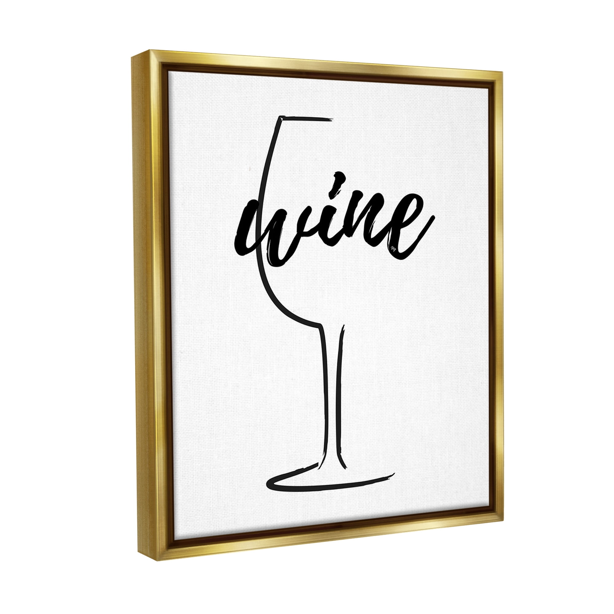 Stupell Industries Minimal Wine Glass Food & Beverage Painting Gold Floater Framed Canvas Art Print Wall Art, 25 x 31