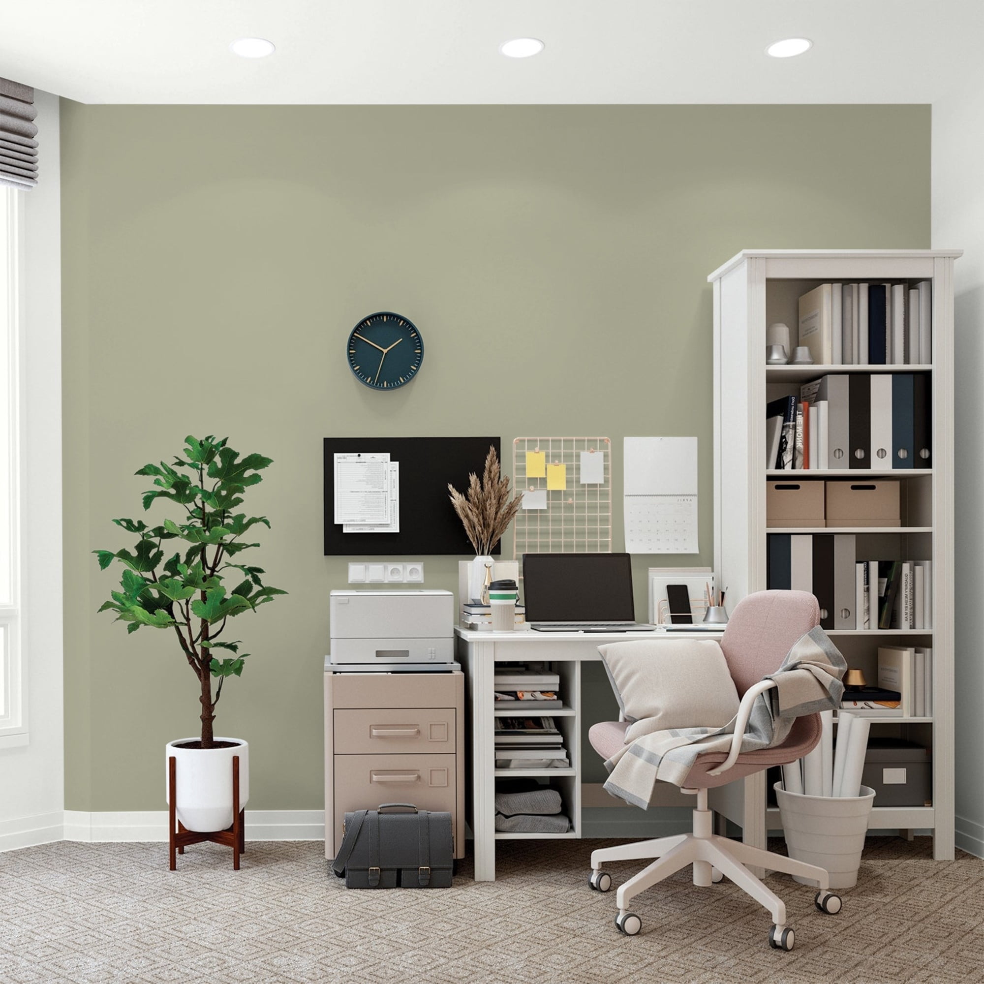 Glidden Fundamentals Photo Gray / Green, Flat Interior Paint, 1 Gallon