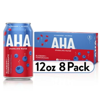 AHA Blueberry Pomegranate Sparkling Water, 12 fl oz, 8 Cans