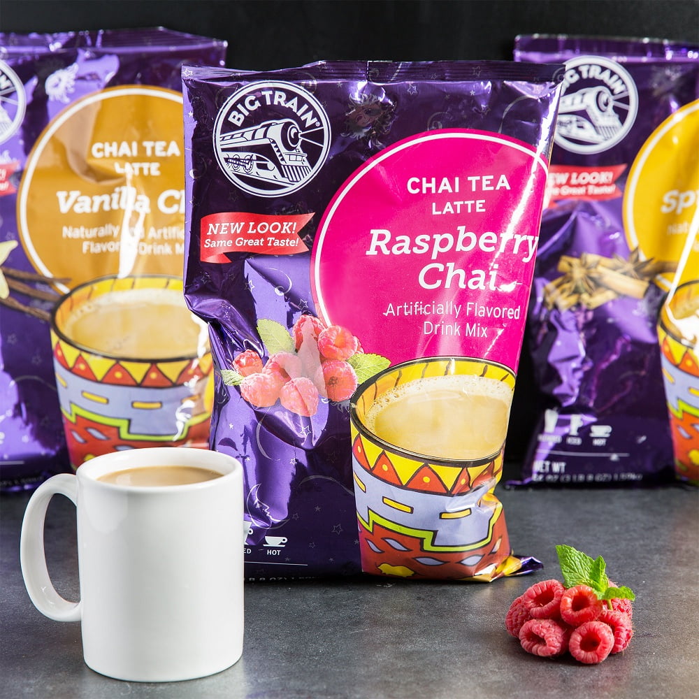 Pack of 3 Raspberry Chai Tea Latte Mix By Big Train Per Pack 3.5 lb