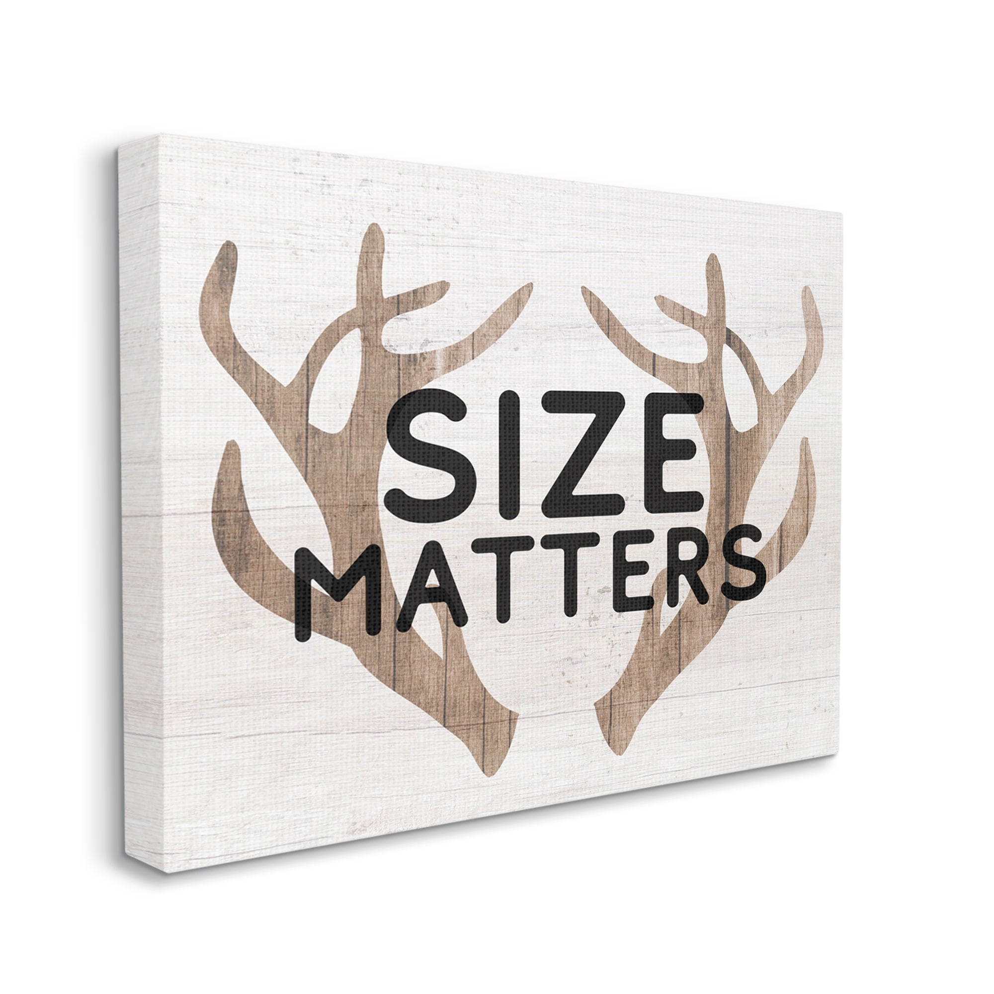 Stupell Industries Size Matters Funny Antlers Rustic Camping Typography Canvas Wall Art, 20 x 16, Design by Lil' Rue