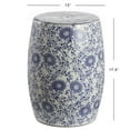 thumbnail image 4 of JONATHAN Y Lotus Blossom 17.5" Chinoiserie Ceramic Drum Garden Stool, Blue/White, 4 of 6