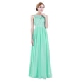 thumbnail image 2 of LiiYii Womens Floral Lace Sleeveless Chiffon Long Dress Wedding Bridesmaid Dress Cocktail Evening Party Dress Turquoise 4, 2 of 9