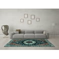 thumbnail image 3 of Ahgly Company Indoor Square Medallion Light Blue Traditional Area Rugs, 8' Square, 3 of 4