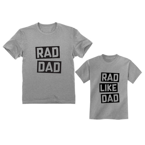 Rad Dad - Rad Like Dad Matching Father & Son Set Funny Dad & Me Matching Shirts Dad Gray XX-Large / Son Gray 2T