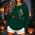 thumbnail image 2 of WEIWEN Dog Mama Sweatshirt for Women Funny Skeleton Chasing Dachshund Print Crewneck Long Sleeve Halloween Outfits for Women Going Out Tops Fall Sweaters Women's Clothing XXL, 2 of 5